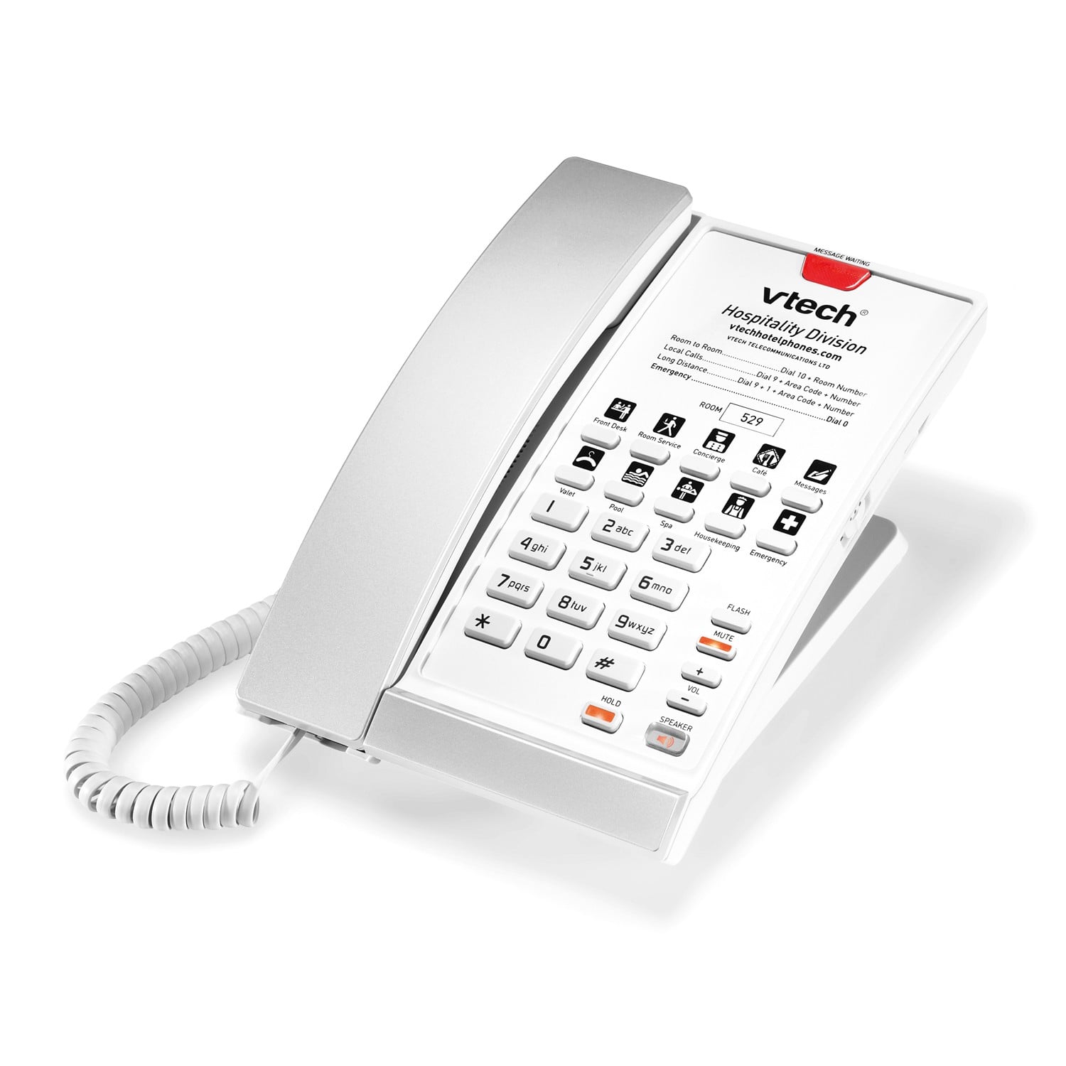 A2210 Silver & Pearl 1-Line Contemporary Analog Corded Phone