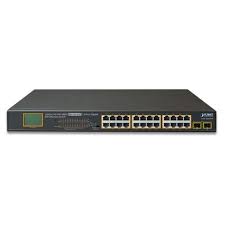 GSW-2620VHP-Switch PoE de 24 Puertos Gigabit 802.3af/at con Modo Extendido 250 m, 2 Puertos SFP 1000SX , Pantalla LCD para Configuración Básica, Hasta 300 W para PoE