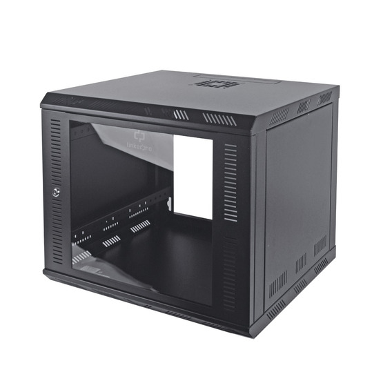 SR-1909-GFP-Gabinete para Montaje en Pared Fijo, con 9 Unidades de Rack, de 19in, Puerta de Cristal Templado, Fabricado en Acero