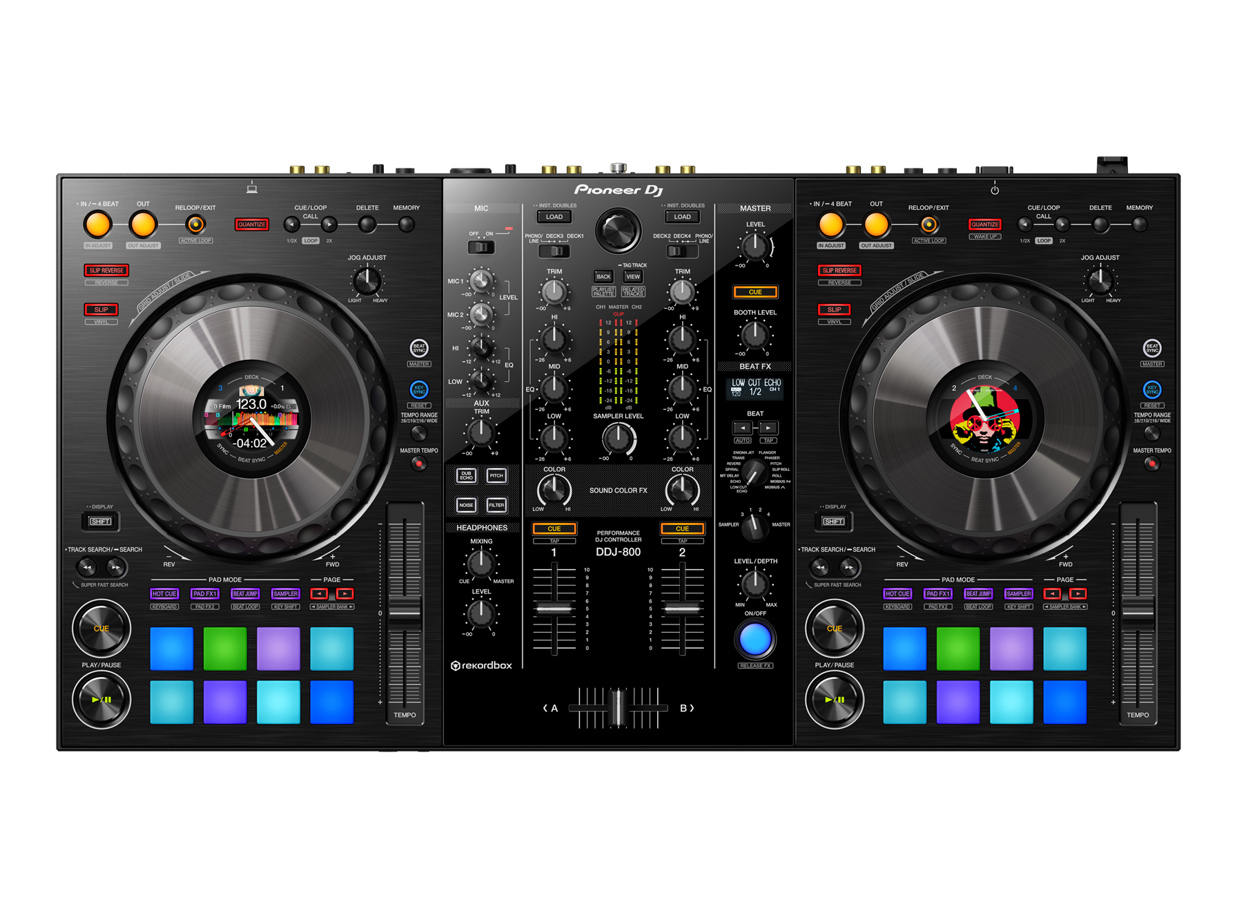 DDJ-800 Controlador de DJ de rendimiento de 2 canales para rekordbox