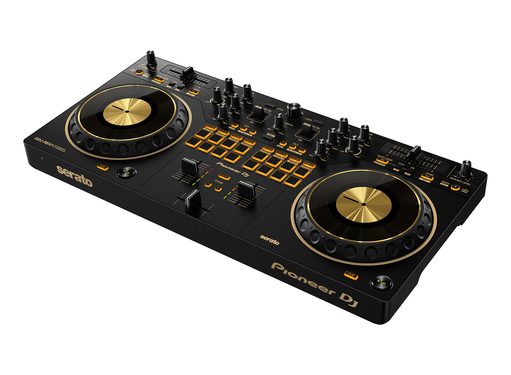 DDJ-REV1-N Controlador de DJ de 2 canales estilo scratch para Serato DJ Lite (Oro)