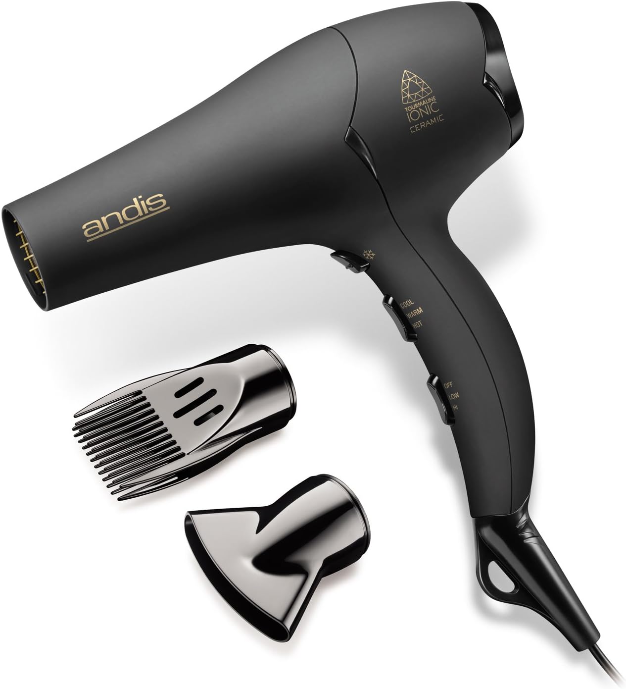 HVS-1 B Pro Dry Tourmaline Ceramic Dryer, 1875W, Soft Grip Black