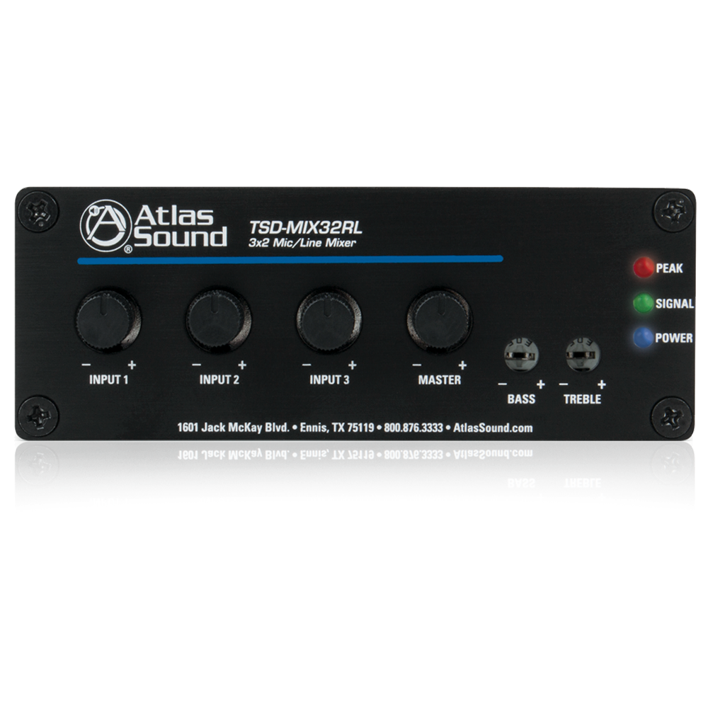 TSD-MIX32RL Mezclador de línea estéreo 3x2 con nivel remoto