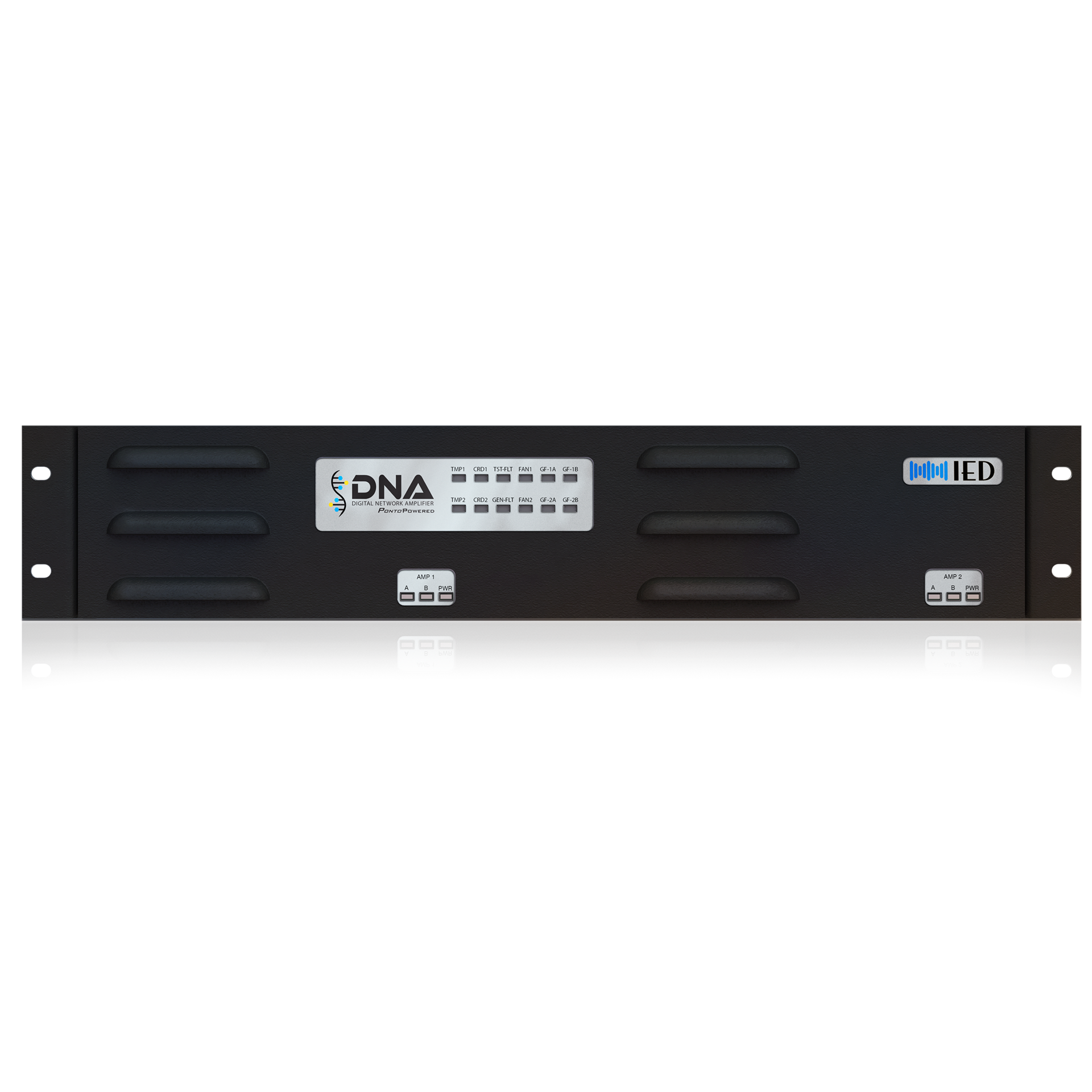 DNA2404DL Amplificador de 4 canales de 70,7 voltios con certificación UL-1711 serie DNA2404DL con audio de red Dante™
