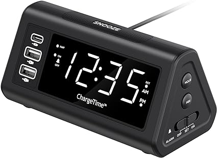TA-7835 ALARM CLOCK WITH USB TYPE-CTM and TYPE-A CHARGING
