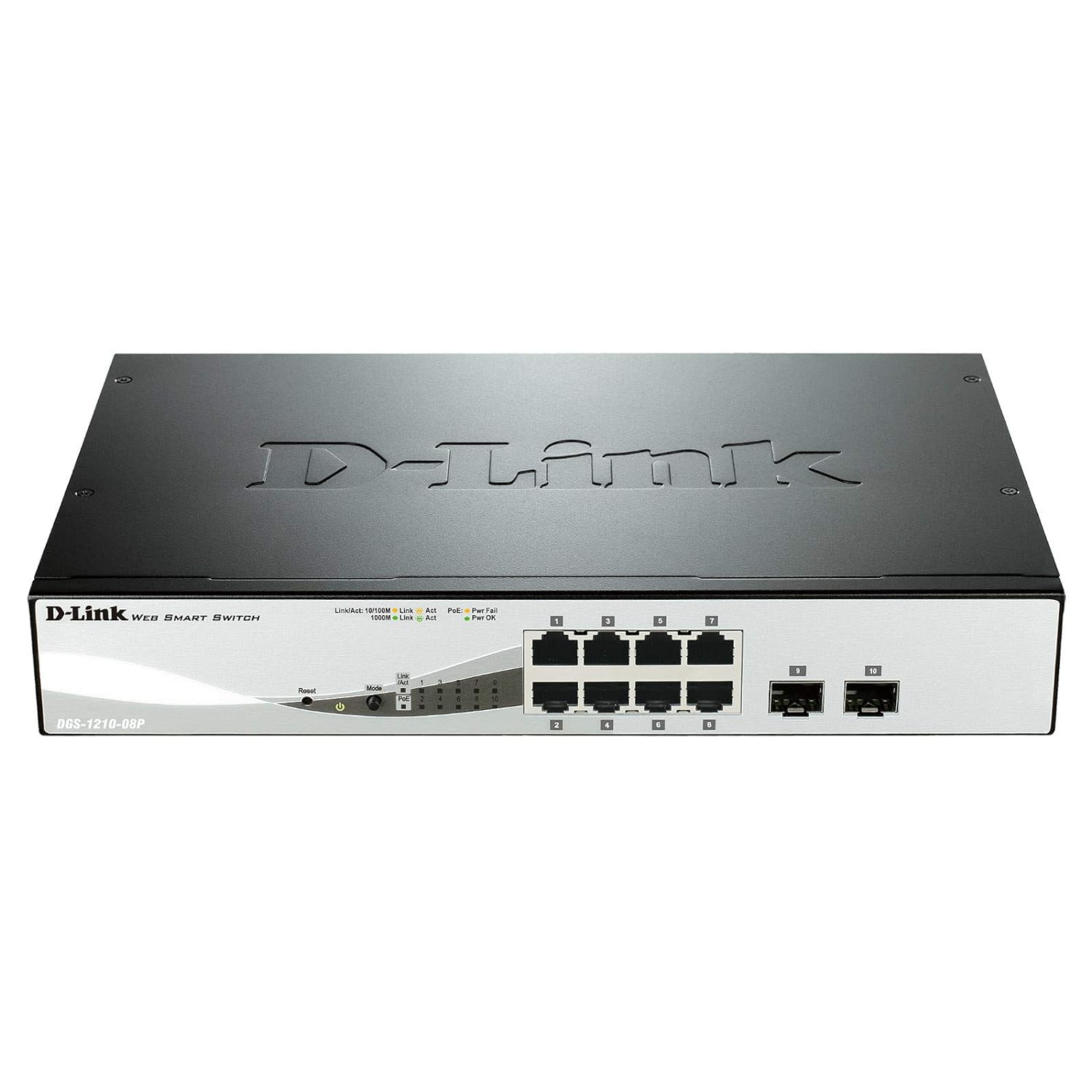 DGS-1210-08P Switch de red (SNMP, RMON, IEEE 802.1D, IEEE 802.1w, IEEE 802.3ad, IEEE 802.3af, L2, Gigabit Ethernet (10/100/1000), Negro, 50/60 Hz)