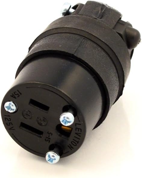 515CR Leviton 515 CR 15 Amp 125 V Conector de Blade Rubber recto, color negro, 10 unidadeS