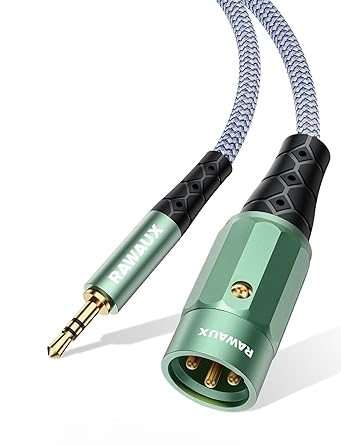 R-XLR Cable macho de 3,5 mm a XLR de 3 M, XLR a Mini Jack estéreo adaptador de cable auxiliar para altavoces, amplificadores, cámaras, portátiles, iPad de 2 m