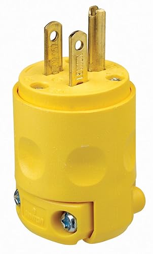 Clavija de PVC, Entrada recta, 15Amp, 125V, color Amarillo