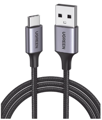 Cable USB-A a USB-C | 2 Metros | Transferencia de datos de 480 Mbps | Carga Rápida | QC 4.0/3.0/2.0 | FPC | AFC | Protección Integrada | Caja de Aluminio | Nylon Trenzado | Color Negro.