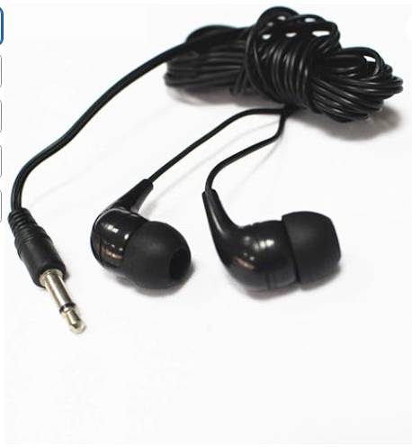 Paquete de 100 auriculares intraurales con cancelación activa de ruido, envueltos individualmente, Negro - DE-14