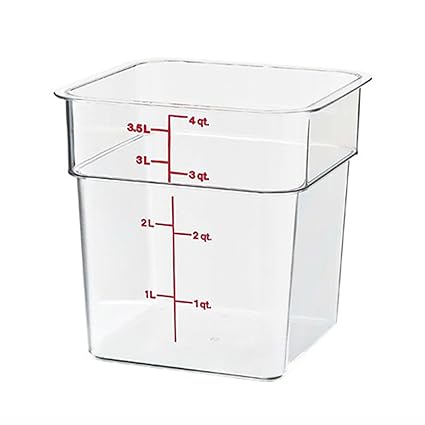 CamSquares® Classic 4 Qt. Recipiente para alimentos CamSquares® Classic de policarbonato transparente cuadrado de 4 cuartos