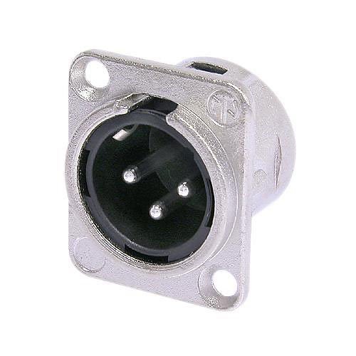 NC3MD-L-1 NEUTRIK NC3MD-L-1 Series 3-Pole Male Receptacle with Universal D-Size Metal Body, Silver Contacts, Nickel Housing