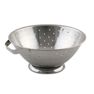R23 Colander, 3 qt., 8-1/2pulgadas dia., footed, handled, stainless steel, mirror finish