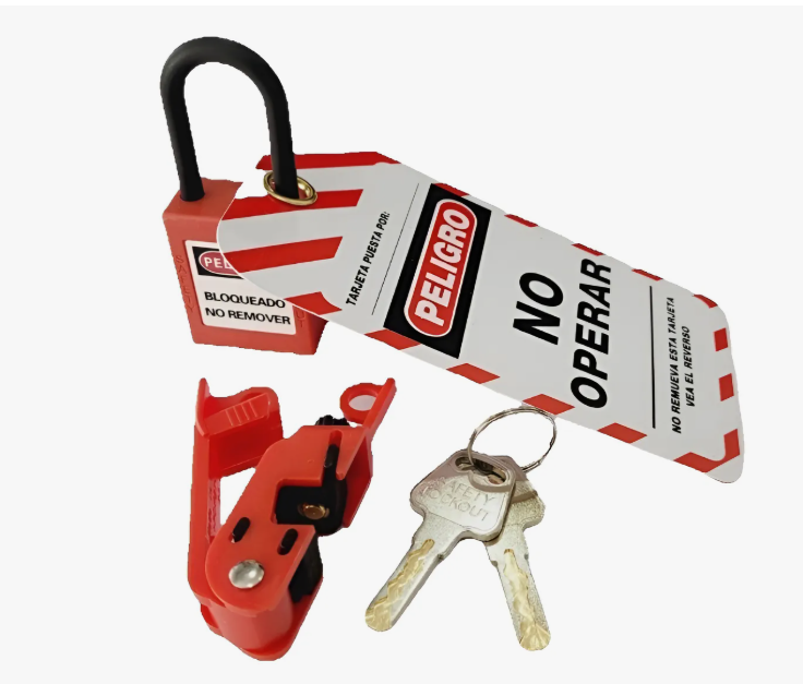 Kit Candado Loto Dielectrico, Bloqueador Breaker Y Etiqueta