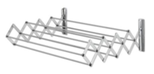 36101C Wall Mount Accordion Dryer 6 railsExpands to 18 inches and closes flat to 5.25 inches for compact storage