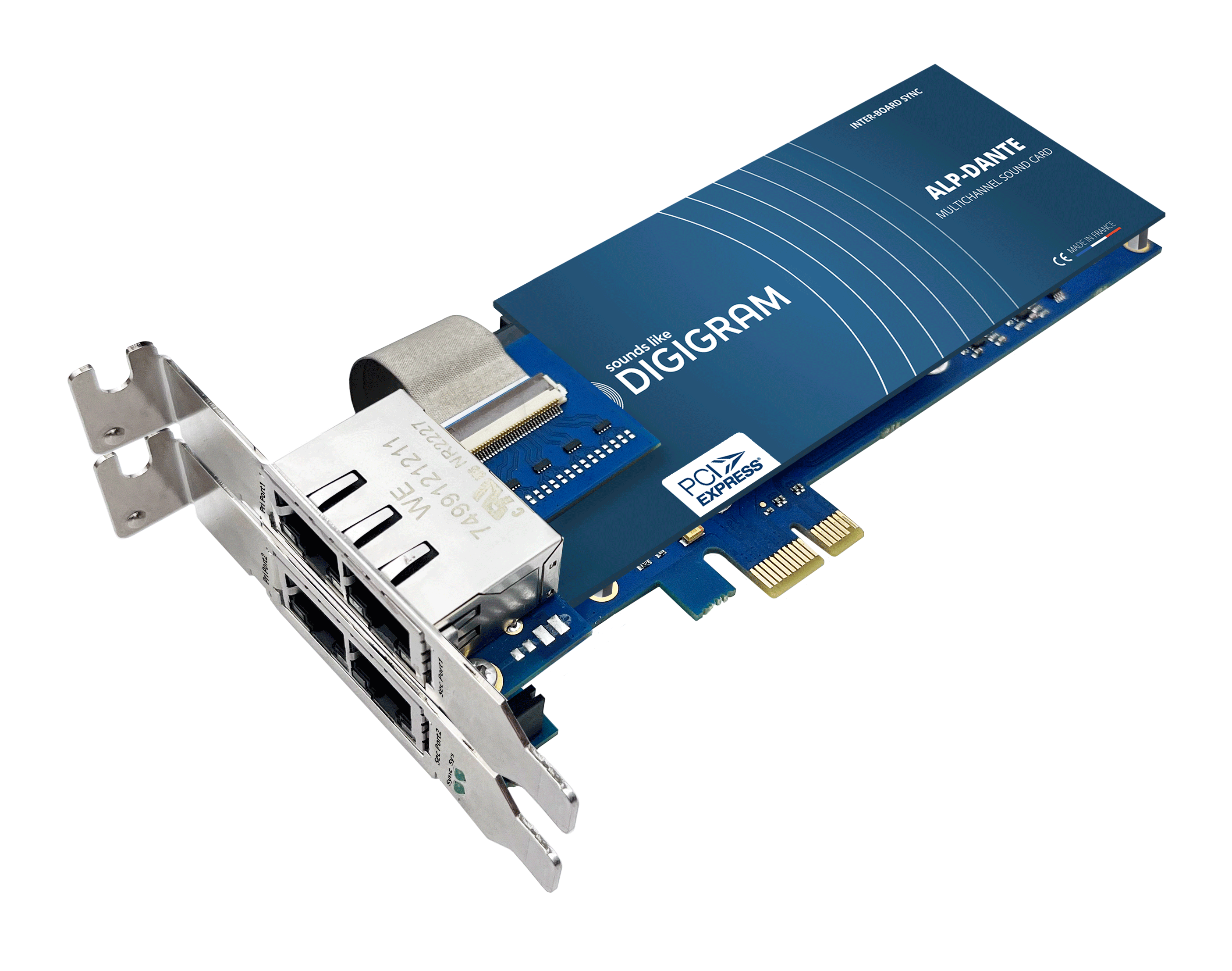 ALP Dante Low profile PCIe card with 64 x 64 Dante channels on 2 or 4 ETH ports for Windows and Linux 