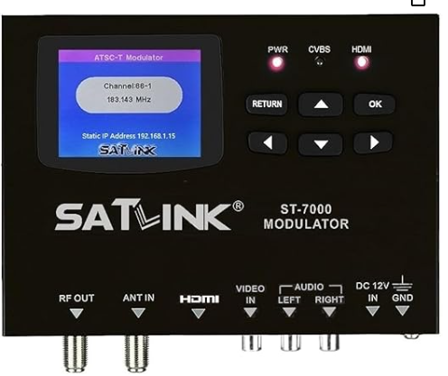ST-7000 SatLink ST-7000 - Modulador/codificador digital HDMI a RF ofrece video HDMI 1080p a televisores como HD ATSC o QAM (J.83B) canal a través de red coaxial