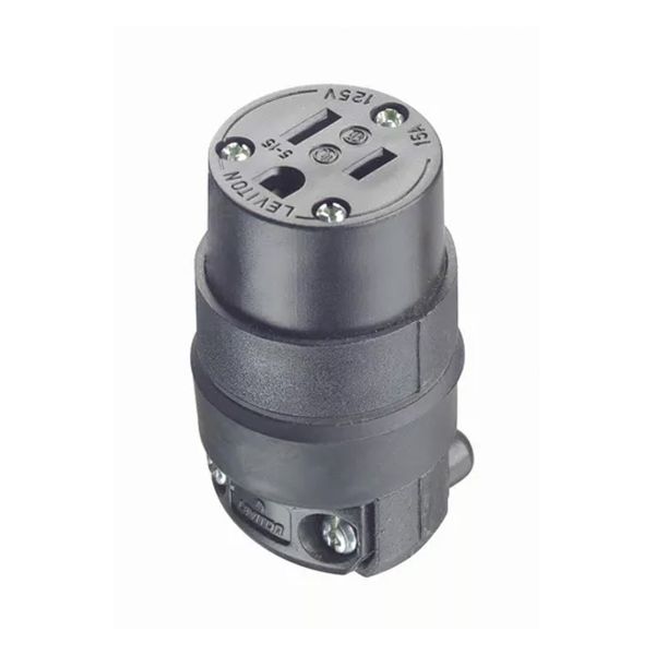 515CR Leviton Conector de Hule, 15A, 125V, NEMA 5-15R, Negro