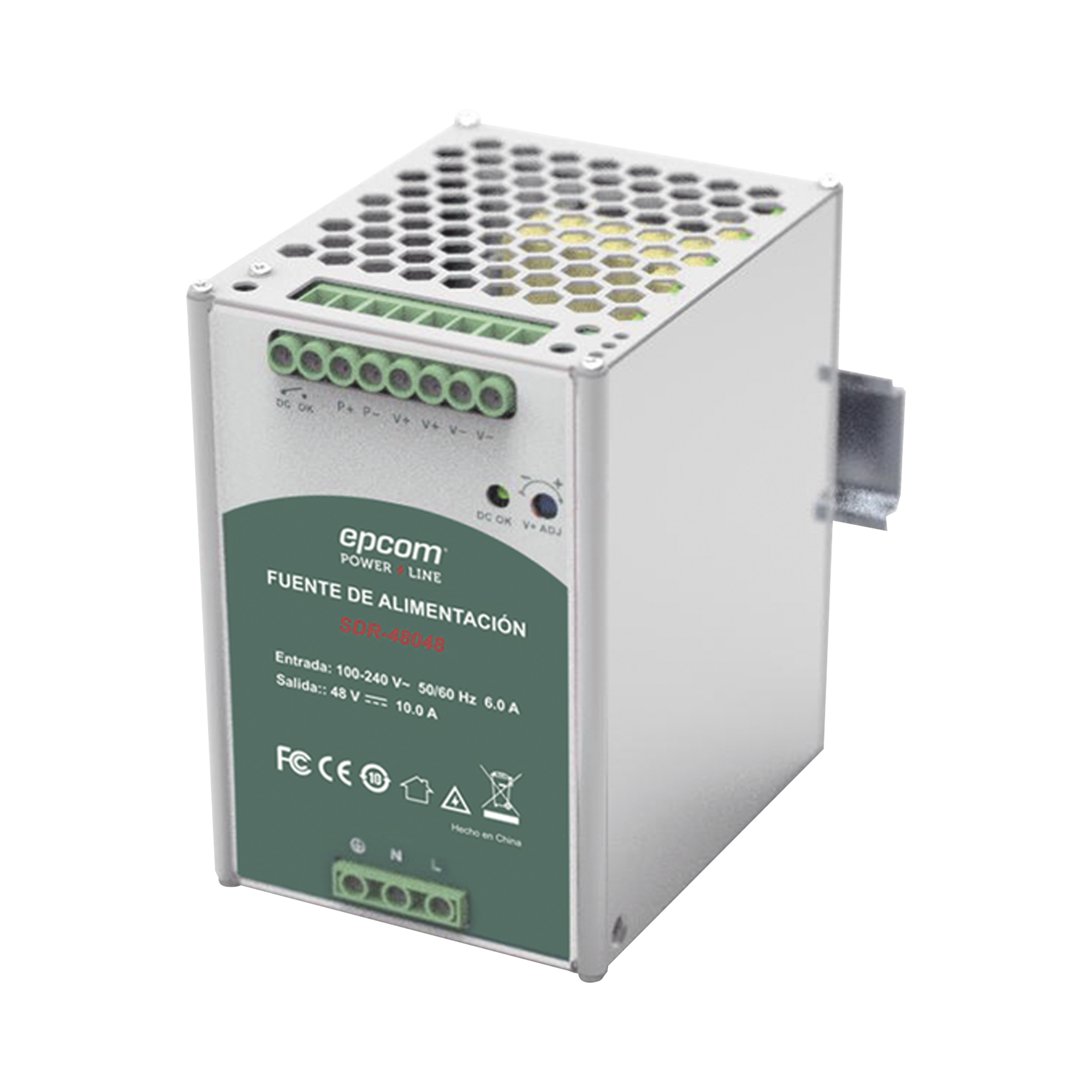 SDR-48048 Fuente de Poder Industrial 48 Vcc @ 10A / 480W / Función relay Vcc / Función de Conexión Paralelo / Riel Din